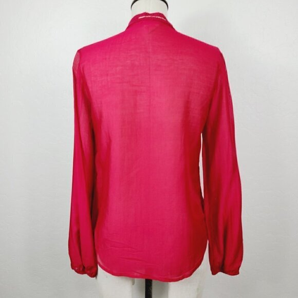 H&M Conscious Collection Top 2 Red Lightweight V-Neck Long Sleeve Popover - Picture 4 of 6